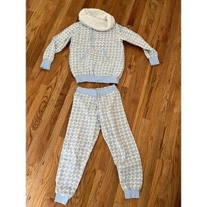 PajamaGram Women's Blue Super Soft Fleece Cowl Neck Long Sleeve‎ PJ Set Size SM